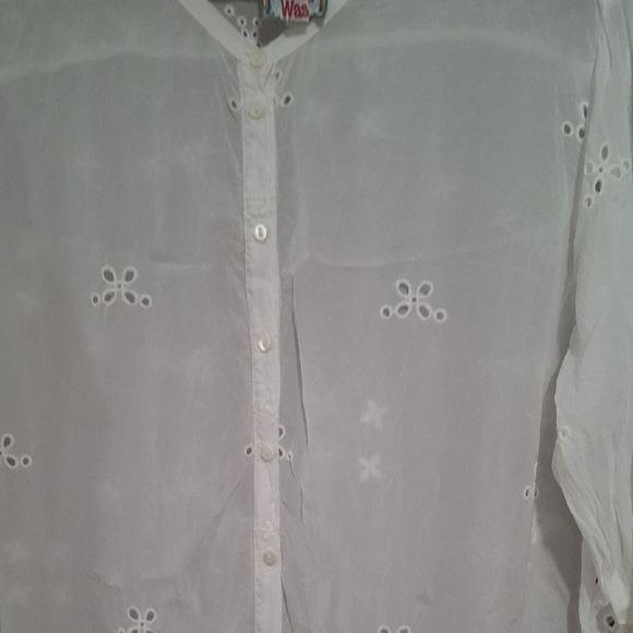Johnny Was Wome's White Embellished Tunic with Mandarin Collar Size L - Picture 5 of 12